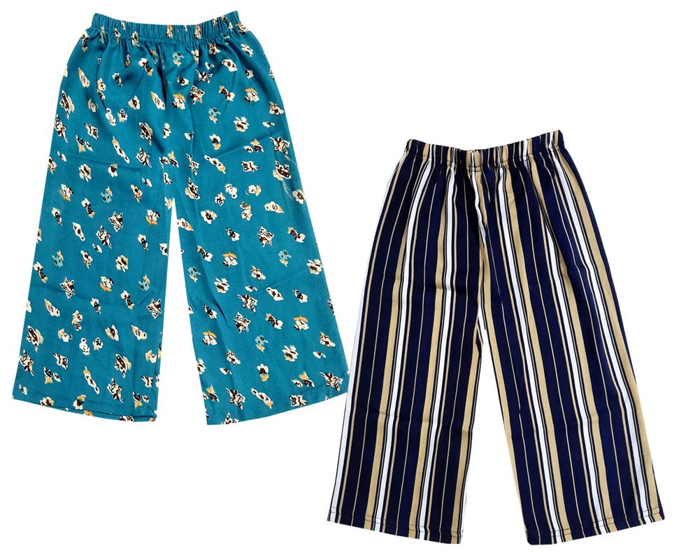 Image of IndiWeaves Girls Crepe Printed Loose Capri 3 /4th Pants (Pack of 2) Multicolor10