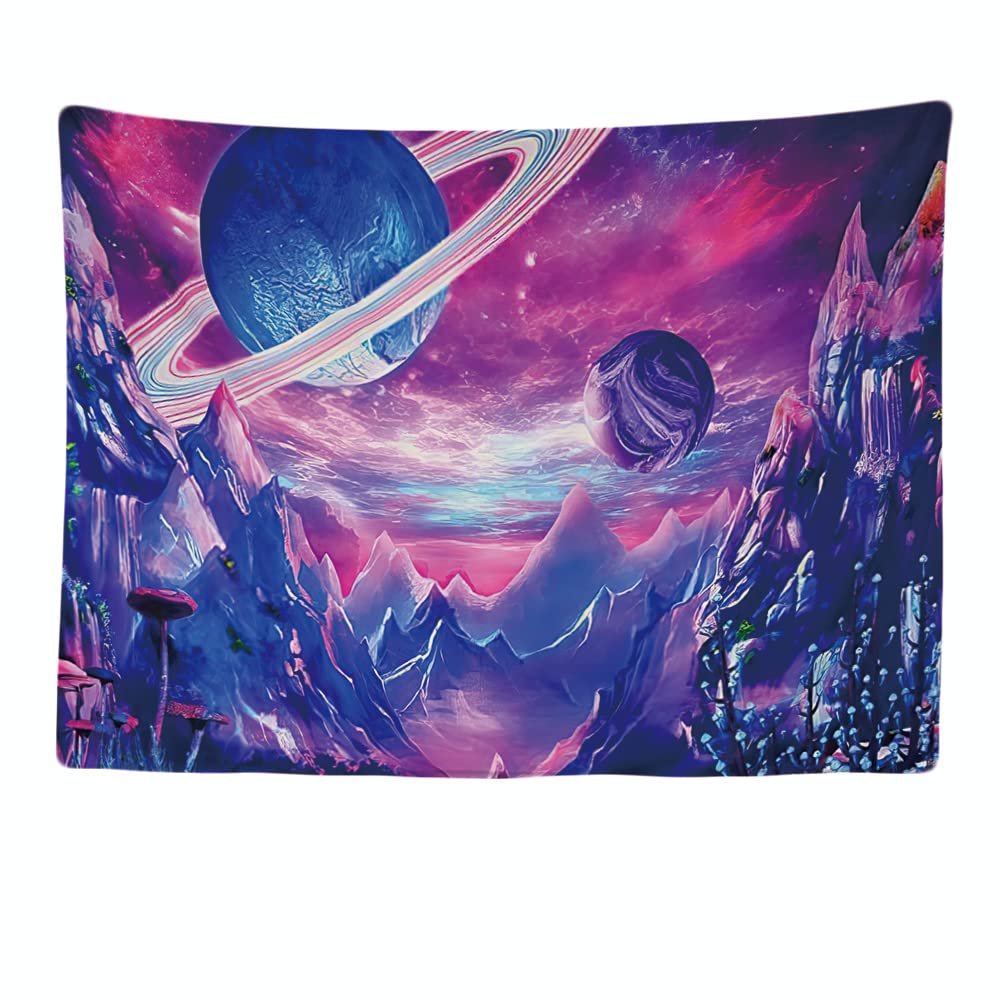 Ulticool, Tapestry Decoration Home, Planets Purple Mountains Sea, 200 x 150 cm, Wall Towel Wall Hangings