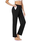Womens Yoga Sweatpants with Pockets Comfy Stretch Wide Leg Casual Lounge Workout Pants for Ladies