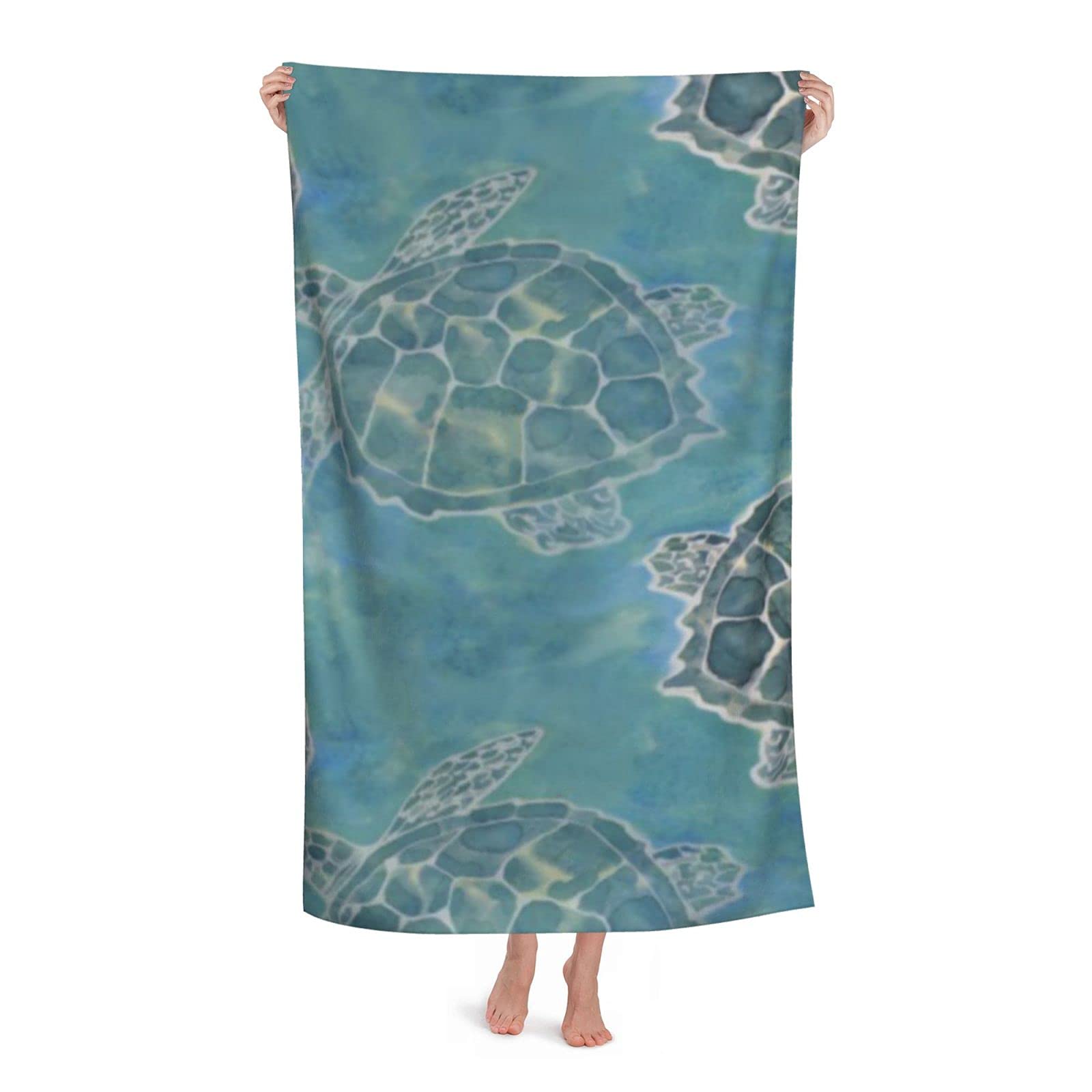 LSRCPD Sea Turtle Batik Style Beach Towel Highly Absorbent Microfiber Beach Blanket Soft Bath Towels 80 x 130 cm