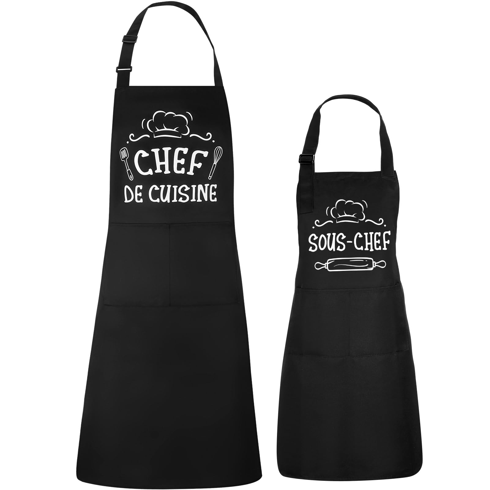 Personalized Kitchen Apron with 2 Pockets - 2 Pack