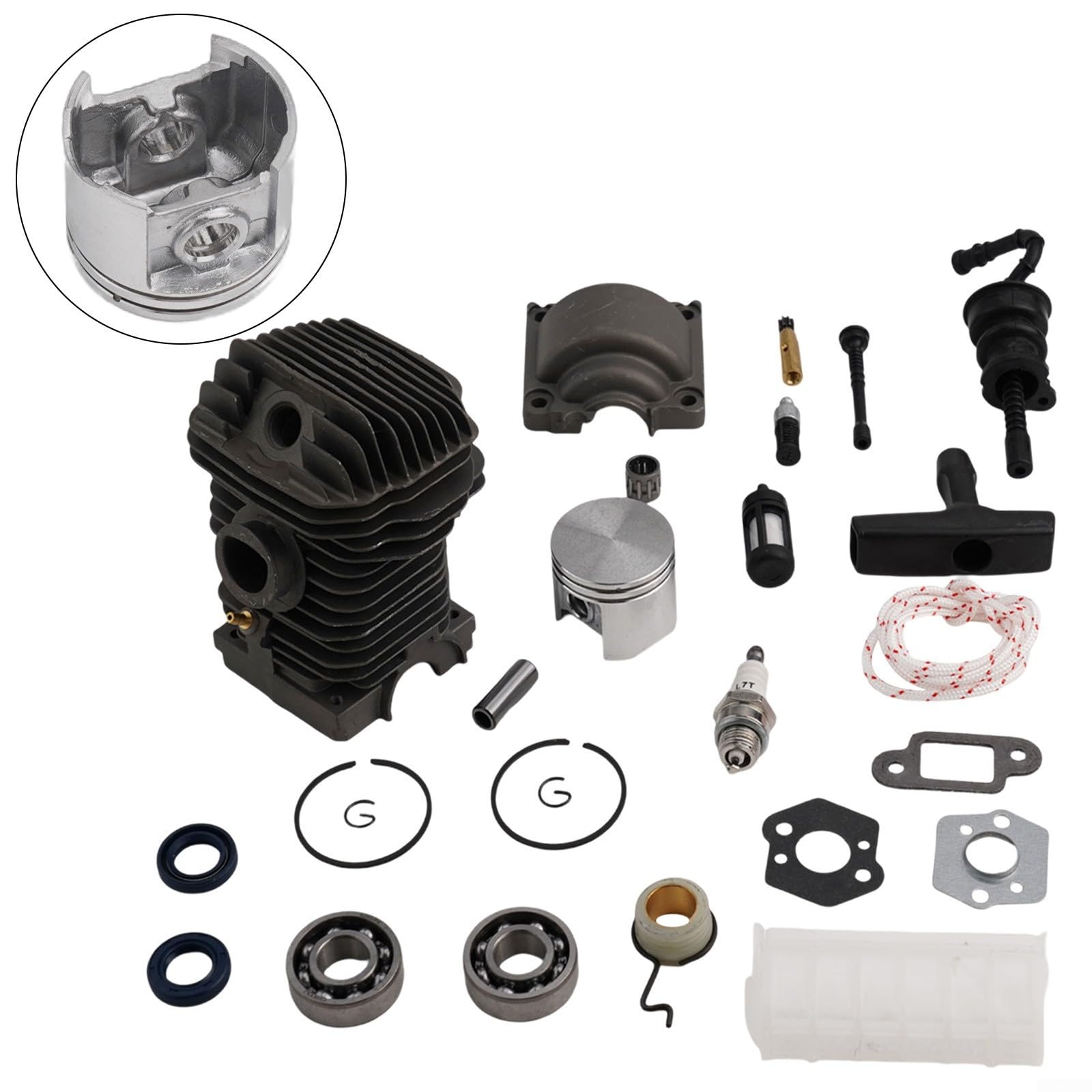 Kit de pistón de cilindro de motosierra, 42,5 mm para 023 025 MS230 MS250, piezas de repuesto del motor del motor, compatible con 1123 020 1209 1123 030 0408