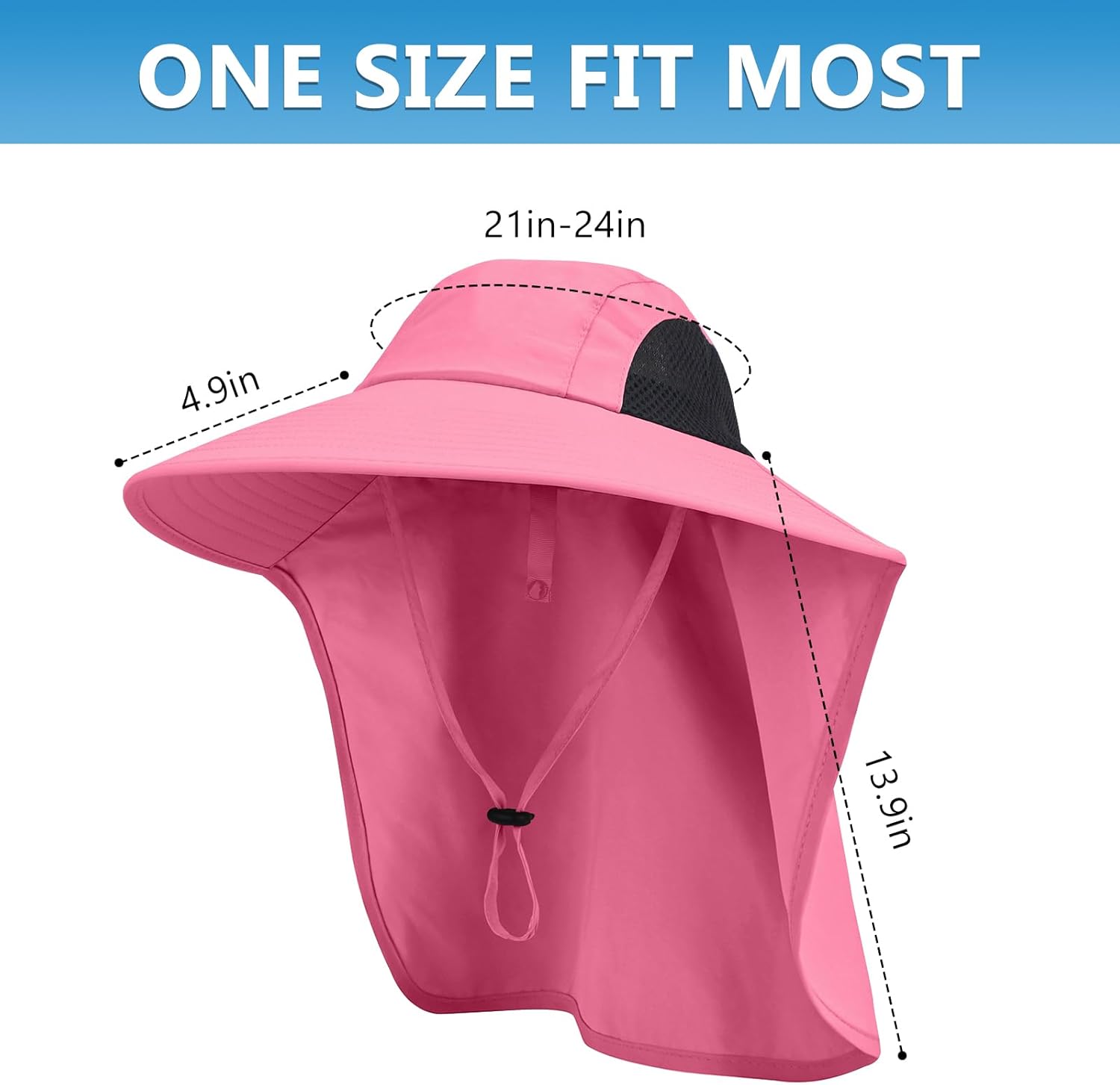 Sun Hat for Men Women with Neck Flap,UPF 50+ UV Protective Hiking Fishing Hats,Wide Brim Sun Hat for Women&Men - Image 4