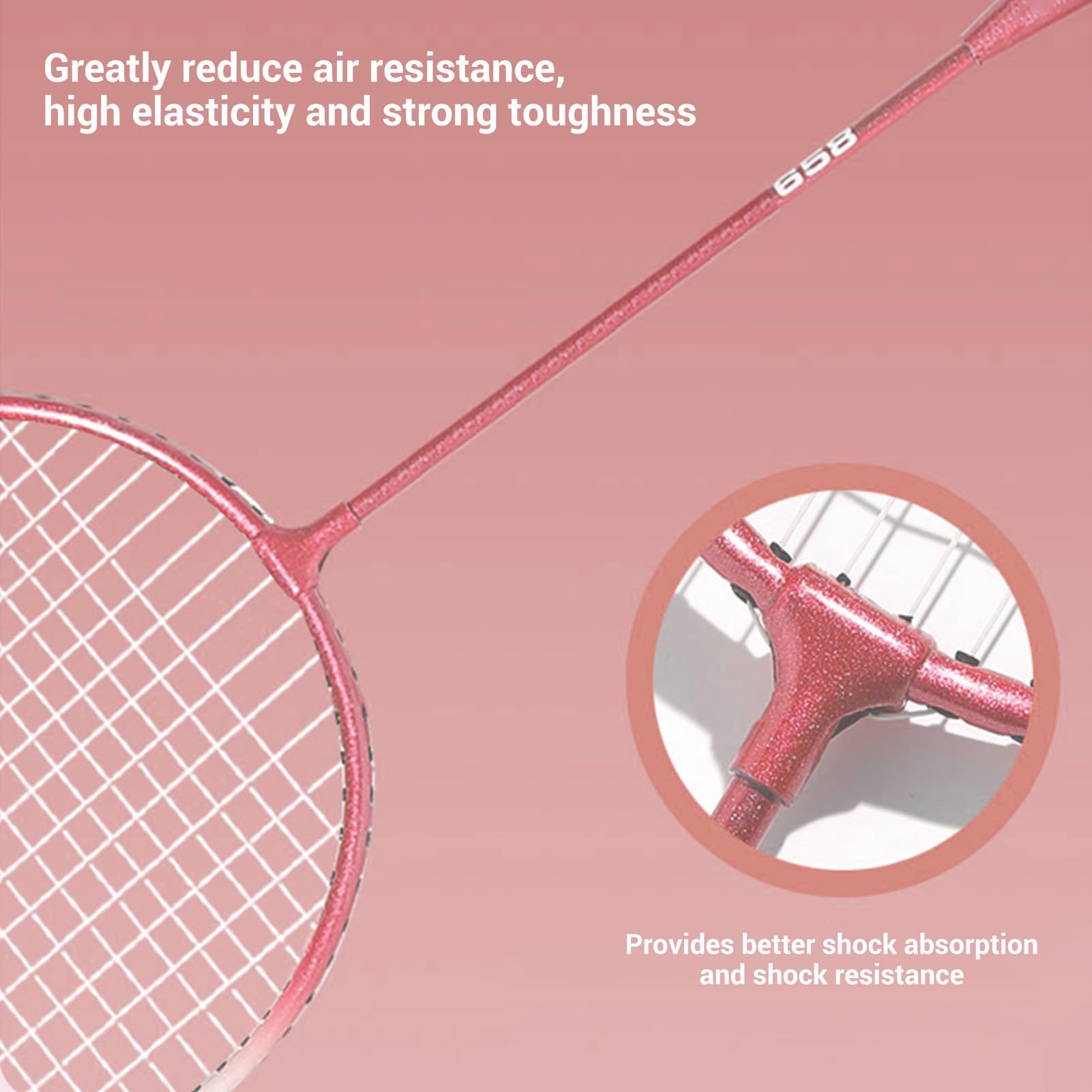 Set da Badminton Racchette Premium in Lega di Ferro con 3 Volani per il Divertimento in Famiglia di Tutte le età (PINK)