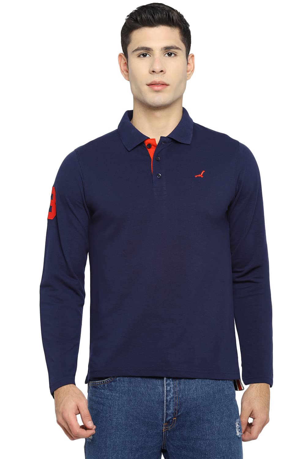 AMERICAN CREWFull Sleeves Polo Collar T-Shirt for Men