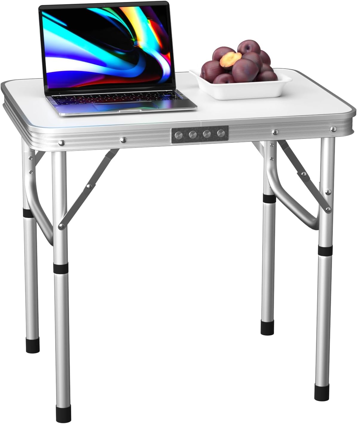Portable 2FT Folding Table 60x45cm, Aluminum Camping Picnic Table with Adjustable Height (26/56cm) for Garden, Party, Outdoor Use(2ft - 2 Height)