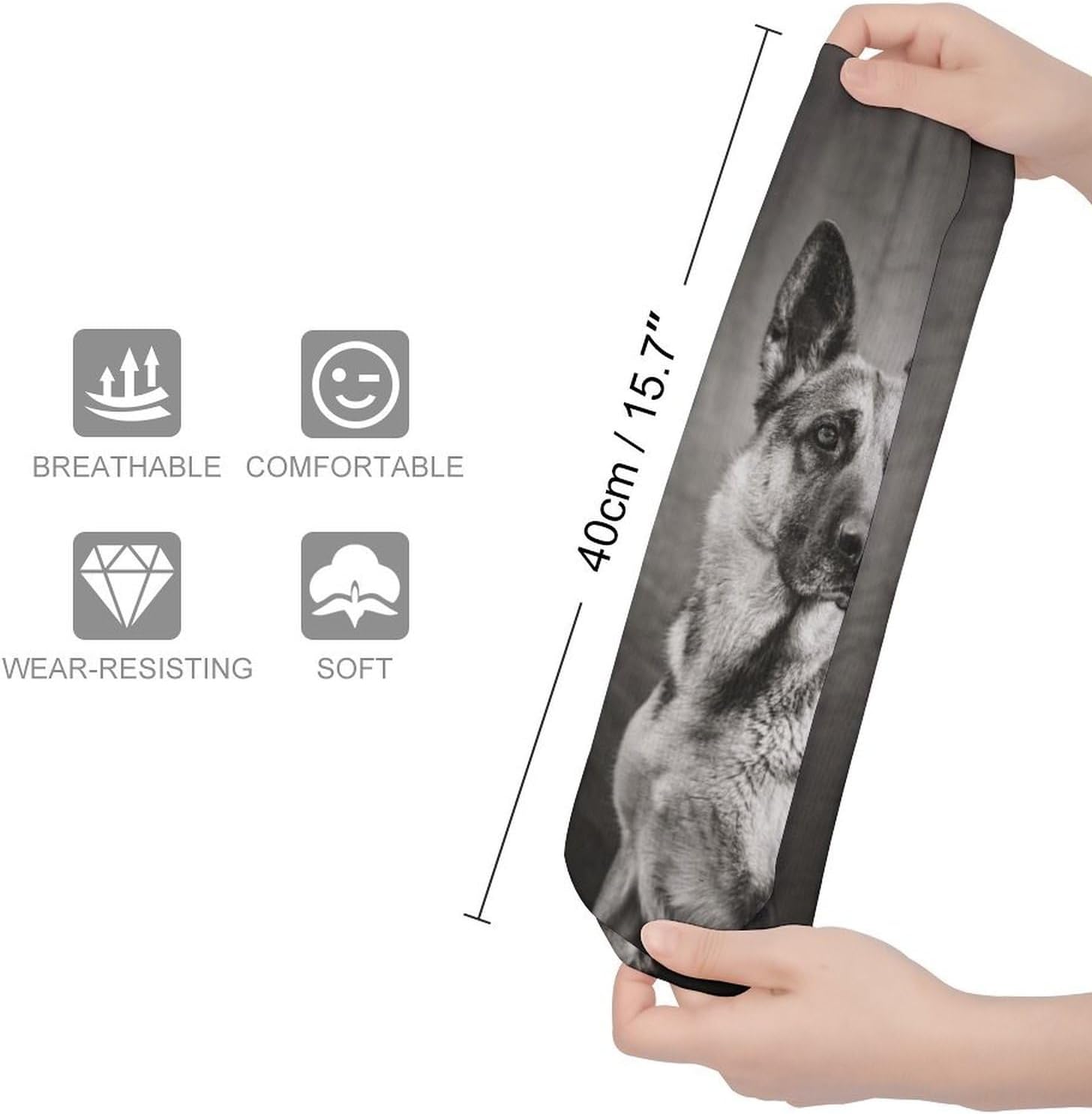 Black And White German Shepherd Knee High Socks Casual Long Stockings Over Calf Sock Tube for Women Men