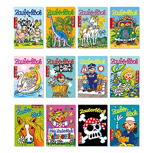 12 Zauberblöckchen im Set für Jungen und Mädchen (A8 -7,5x5,2cm) - 12 Motive - Lutz Mauder