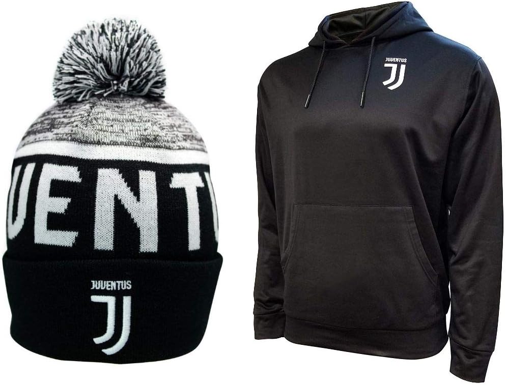 Icon Sports Compatible with Juventus Soccer Hoodie and Beanie Combo 06-XL