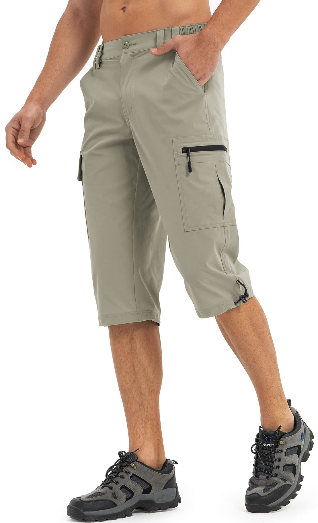 Wespornow Pantalones Cortos 3/4 para Hombre, Bermudas, Cargo al Aire Libre, Impermeables, Pantalones de Senderismo, elásticos, Trekking, Pantalones Deportivos