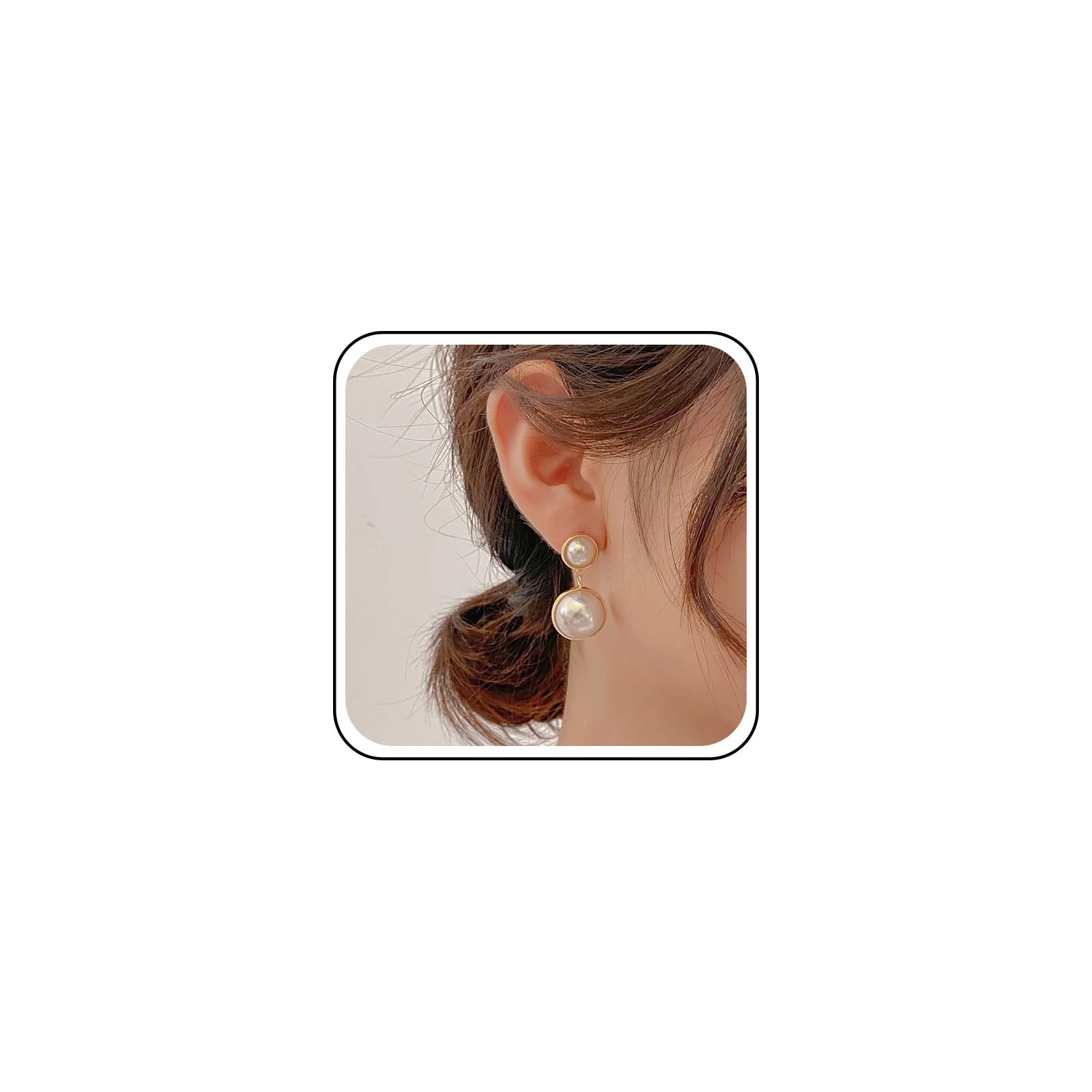 Inilbran Pendientes colgantes de perlas bohemias Pendientes colgantes de perlas doradas Pendientes de perlas vintage Pendientes de perlas barrocas minimalistas Joyas para mujeres y niñas