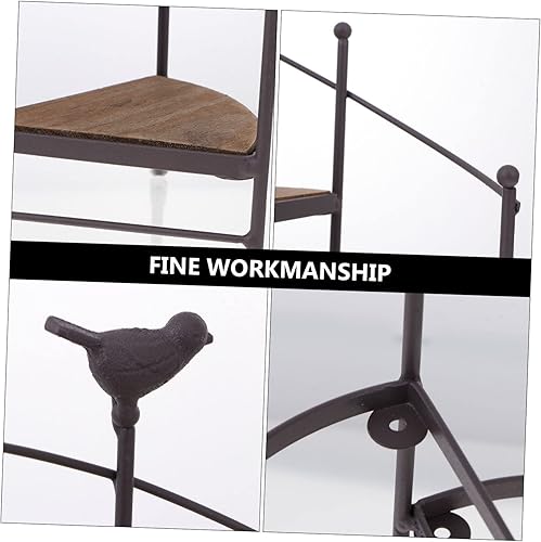 Miniatura 6 de YARNOW Estante giratorio de tres niveles, soporte de mesa para plantas de bonsái, para plantas de interior, estantes de madera, macetas para plantas