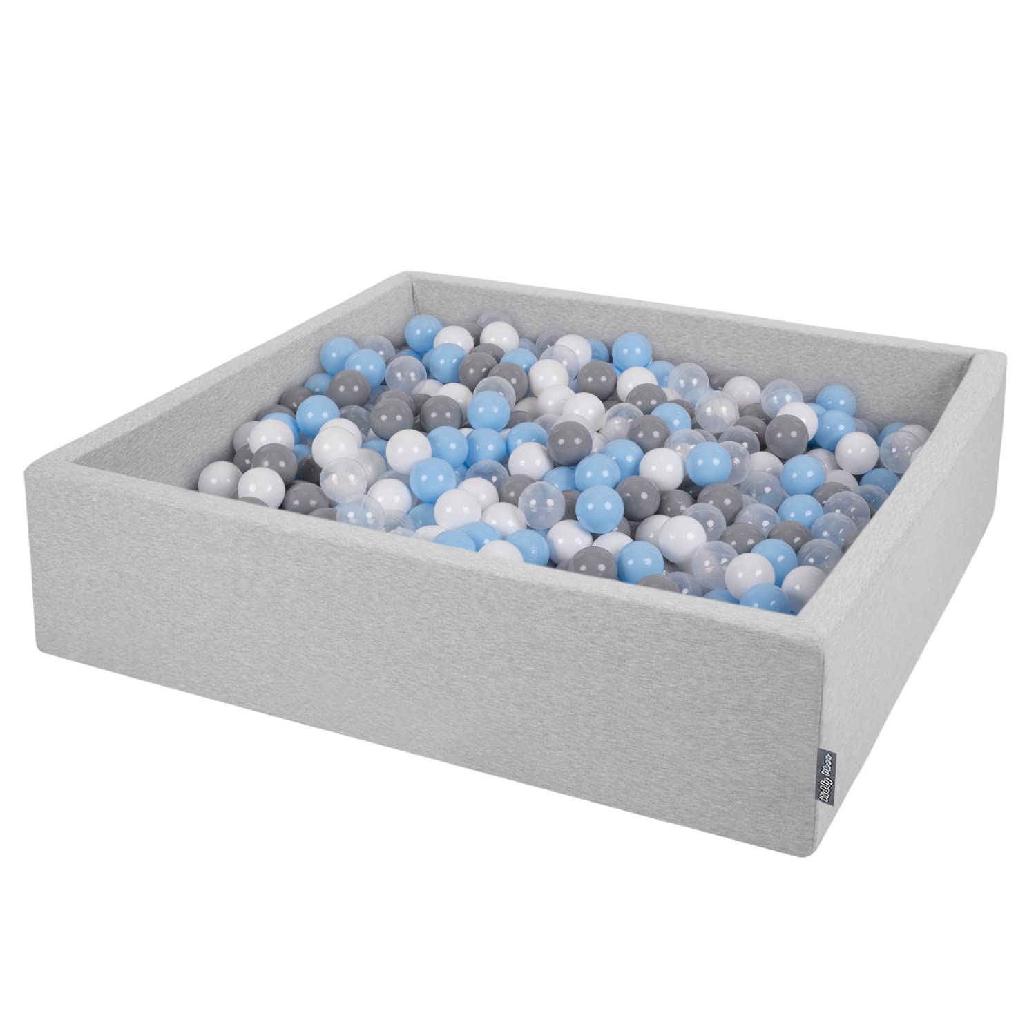 KiddyMoon Soft Ball Pit Square 120X30cm/300 Balls โ
7Cm / 2.75In For Kids, Foam Ball Pool Baby Playballs Children, Made In EU, Light Grey:Grey/White/Transparent/Babyblue