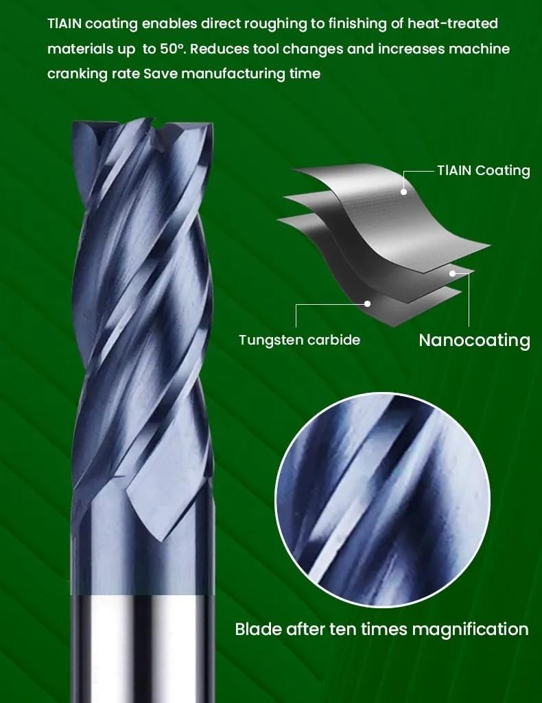 Fresa Con Revestimiento De Aleación De Acero De Tungsteno 100L/150L Hrc50 Fresa Frontal Alargadora Fresa CNC,12x100L
