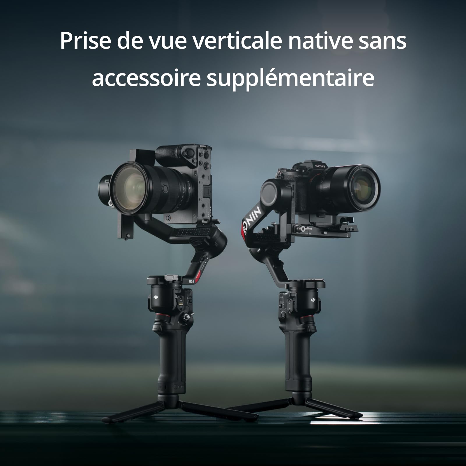DJI RS 4, Stabilisateur Appareil Photo à 3 Axes pour Caméras DSLR et sans Miroir Canon/Sony/Panasonic/Nikon/Fujifilm, 2ᵉ gén, Prise Verticale Native, Joystick à 2 Modes, Bras en Téflon, Nacelle Caméra