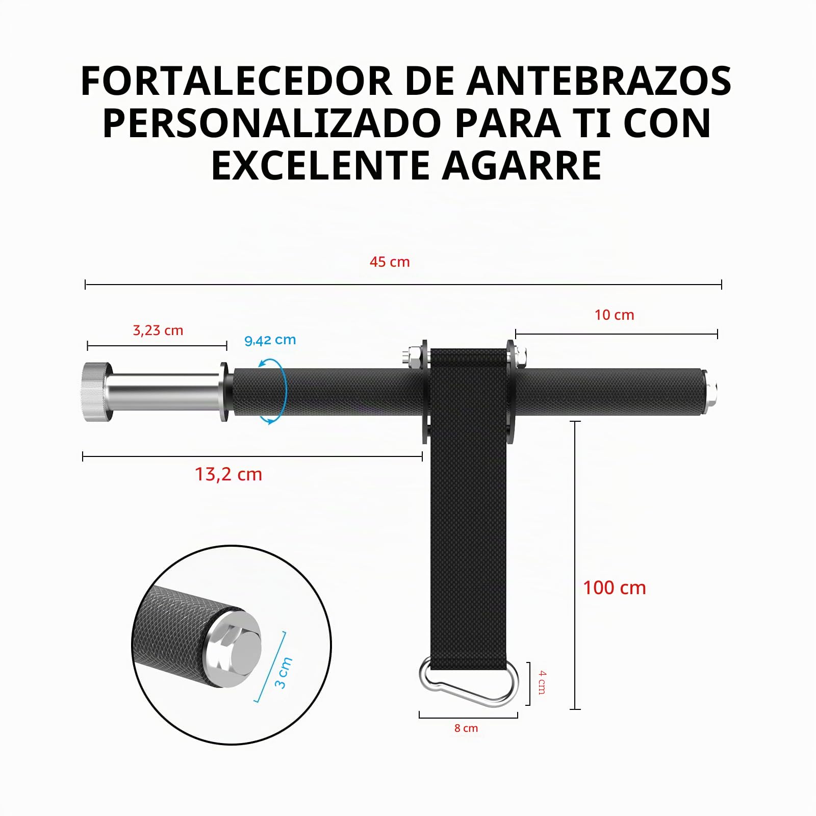 Rodillo de Muñeca y Antebrazo, Rodillo de Muñeca y Fortalecedor de Antebrazo para Entrenamiento y Ejercicios, Ideal para Fortalecer los Músculos de Mano, Muñeca y Antebrazo en Casa