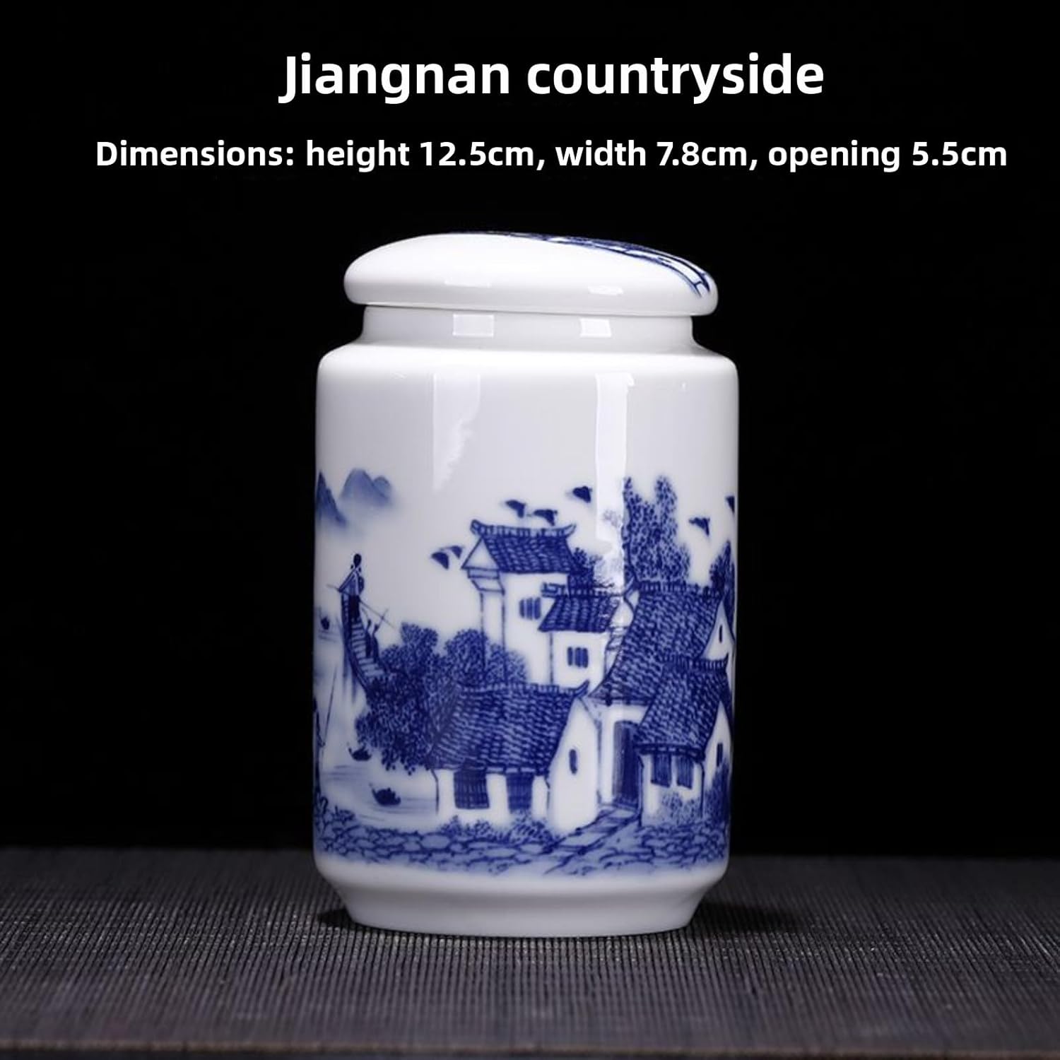 Ceramics Tea Canister, 400ml 13.6oz, Trumpet Portable with Lid Sealed Jar Storing Tea Cans