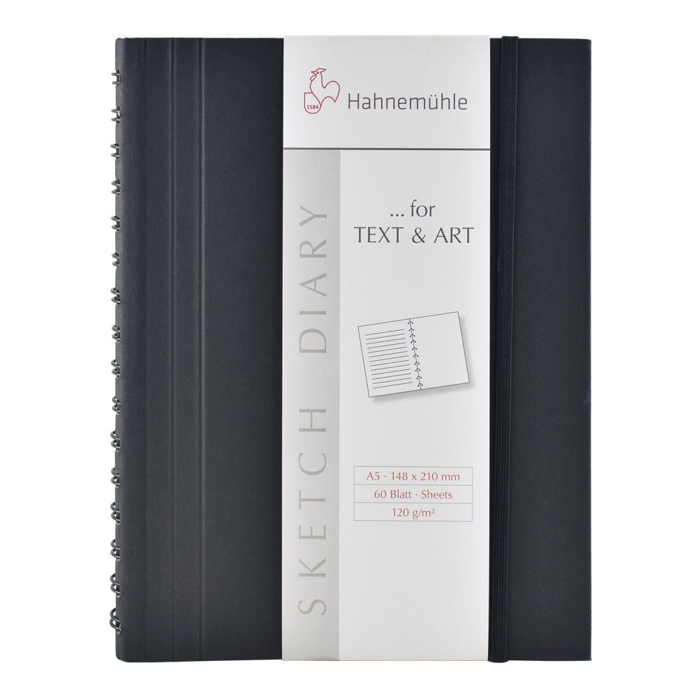 Hahnemuhle 10628753 Sketch Diary, A6 Size, Black, Pack of 5