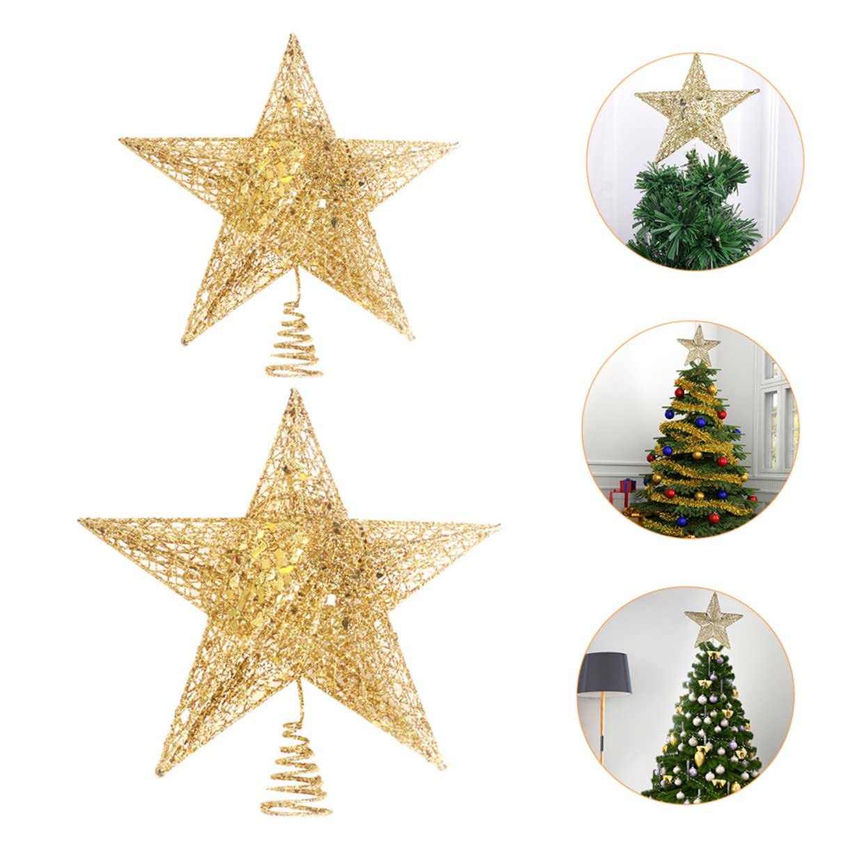 Ciieeo 6stücke Weihnachtsbaumspitzen Glitzernder Stern Goldene Baumdeko Für Festliche Für Zuhause Geschäfte Und Hotels