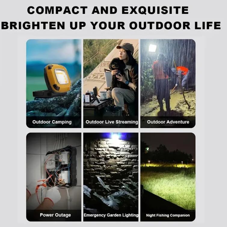 SPARDEE COB LED Work Light – 2000 Lumens, 6000mAh Battery, Magnetic Base, IPX5, Type-C Fast Charge