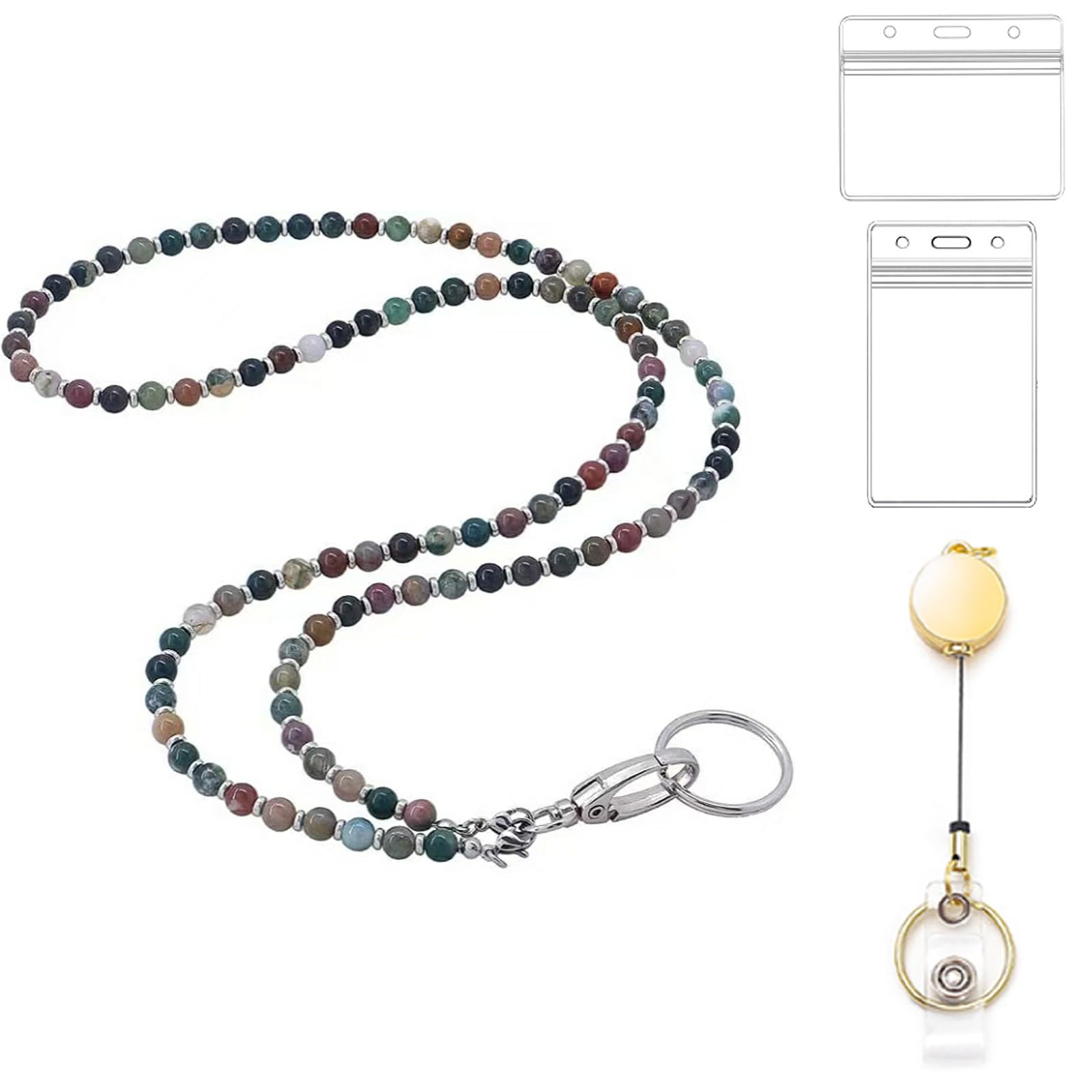 ID Badges and Keys Lanyard, Beaded Lanyards for Women and Teacher, Retractable Cute Lanyard for use in Schools, Hospitals, Offices and Cruise Ships