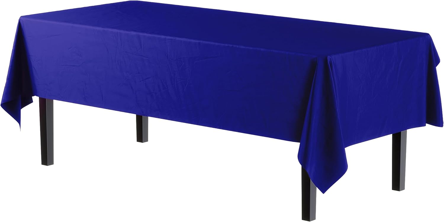 Party Solids Navy Rectangular Plastic Tablecloth - 54x108 Inch, Pack Of 24