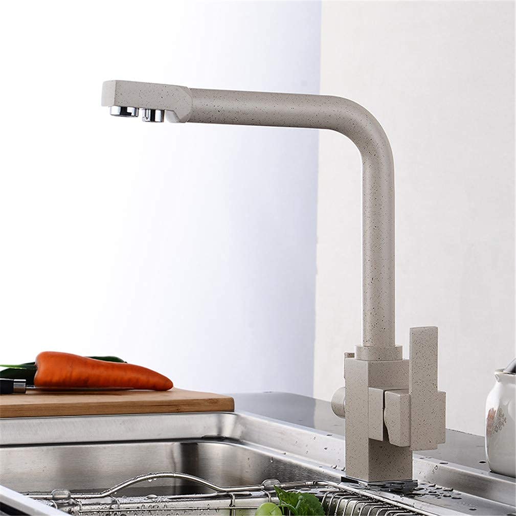 Robinet filtre cuisine en laiton avec douchette 360 beige