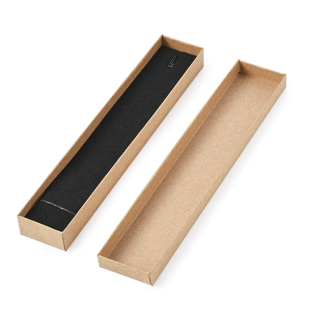 Craftdady Lot de 12 boîtes à bijoux rectangulaires en carton kraft marron avec couvercles pour colliers, montres, cadeaux