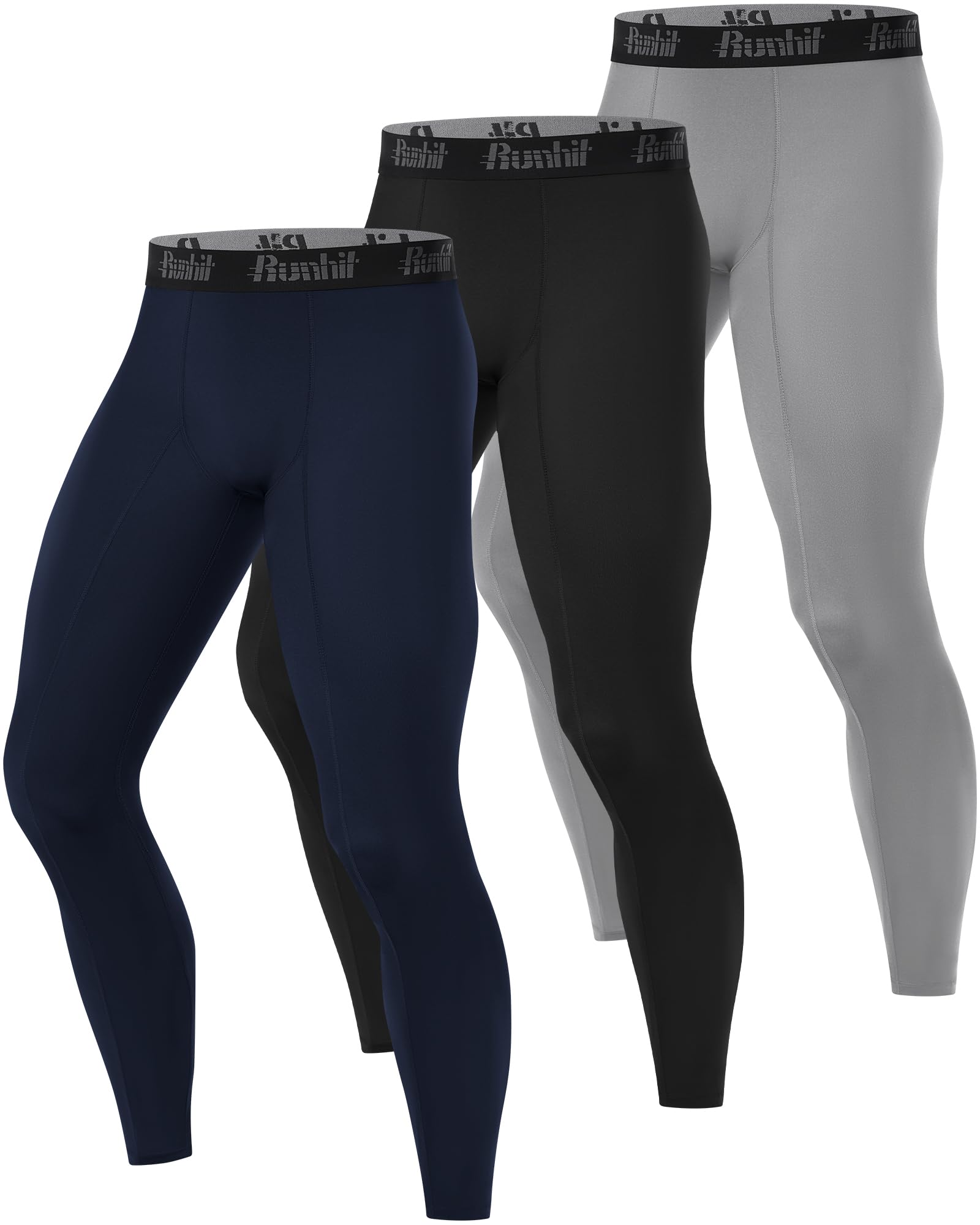 Runhit 1/3er Pack Kompressionshose Herren Lange Sport Leggings Tights Schnelltrocknende Trainingshose Sporthose Männer Atmungsaktiv Laufhose Funktionsunterwäsche für Fitness Joggen Gym