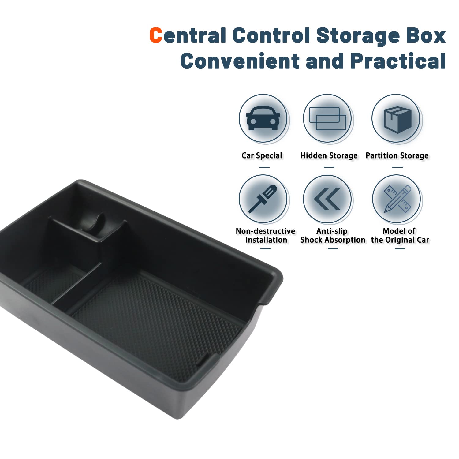 Ruiya Compatible Avec Honda Jazz 2020-2025 2026 Accoudoir Boîte De Rangement, Plateau De Rangement De La Console Boîte De Rangement Pour Console Centrale Accoudoir Jazz Accessoire