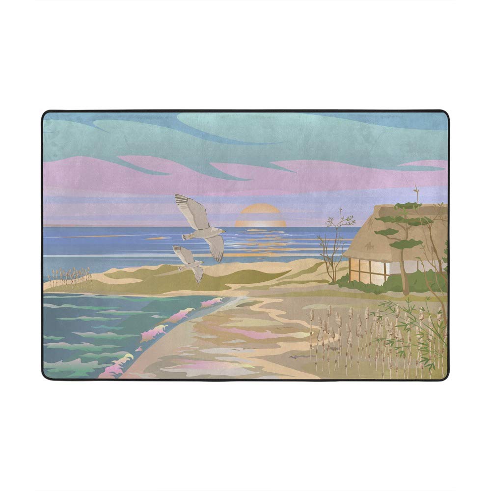 Grand tapis de salon Ruchen 152x99 cm en velours corail doux