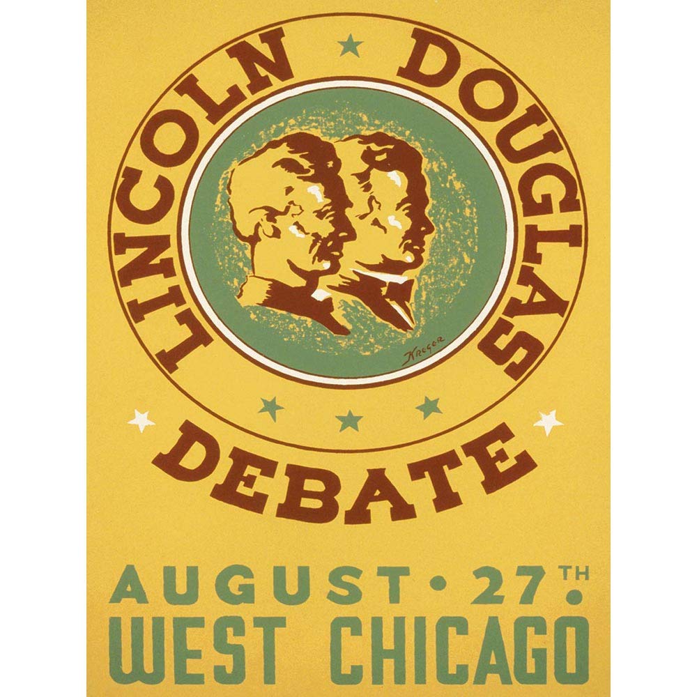 Wee Blue Coo Advertising Chicago Lincoln Douglas Debate Lincoln Douglas Debate Art Print Poster Wall Decor 12X16 Inch