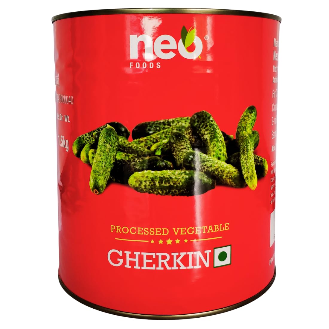 Buy Neo Whole Gherkins 3kg Tin I 100 Vegan I Low Sweet and Crunchy