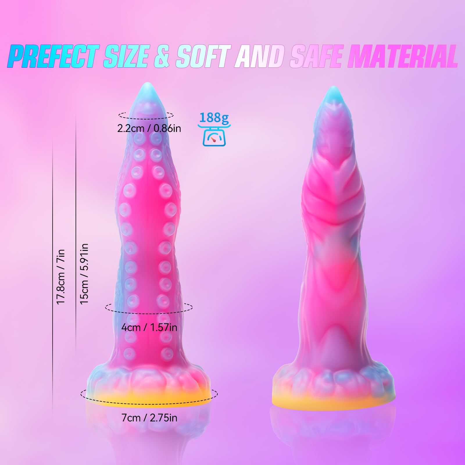 Monster Dildo Small Tentacle Dildo, 6.7 inch Anal Dildo Beginner Silicone Dildo with Luminous Pink, Strap On Dildo Realistic Dildos, Anal Plug G spot Adult Sex Toy for Men Women and Couples