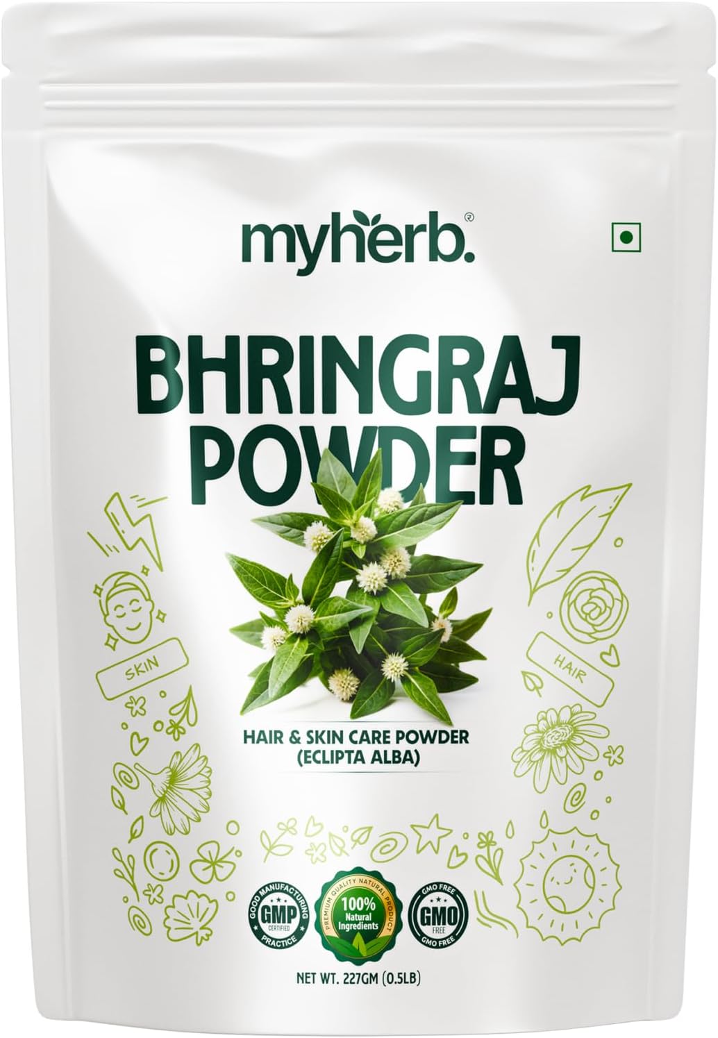 100% Natural Organic Bhringraj Powder (Eclipta Alba) || 227 Gm/0.5 Lbs || For Use - Skin, Hair || For Men and Women