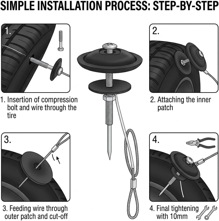 Aramox Tire Puncture Repair Kit, Sidewall Slug Emergency Repair Tool Replacement for Polaris, KRX, Talon, Quick Fix for ATV, UTV, Tractor & Trailer Tires (Black)