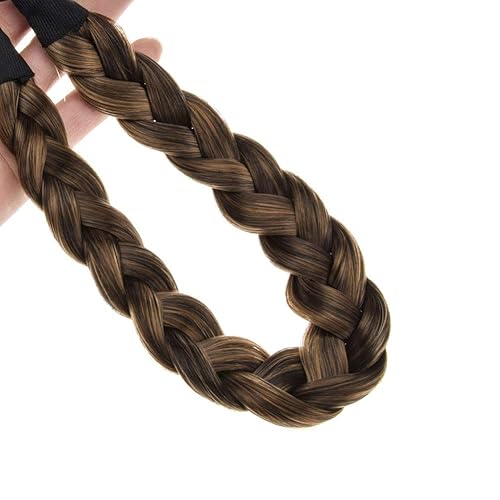 Miniatura 4 de TOECWEGR Diadema trenzada de 3 hebras sintéticas trenzadas para el cabello, diademas elásticas para el cabello trenzado, pieza para el cabello,