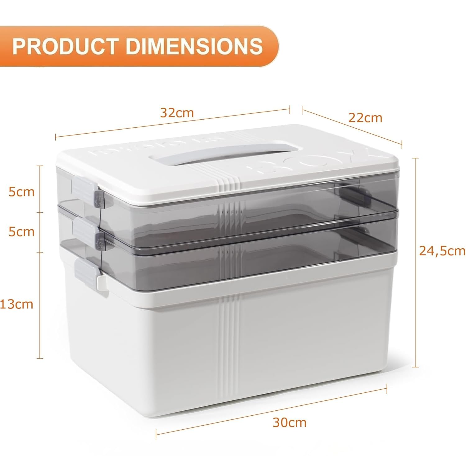 Scatola medicinali, Medicine Box, porta medicine, Scatola Porta Farmaci, 3 livelli organizer per medicinali, per pronto soccorso,medicinali,per la casa, all'aperto (Bianco latte)