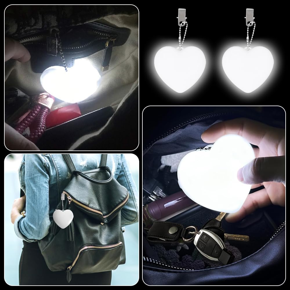 Dhqkqg Glow Heart Purse Light with Induction and Automatic Sensor Touch, 2 Pcs Handbag Clip for Women Girls Valentine's Day - Image 2