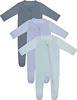 RRP Unisex Baby Footie Pajamas - Buttery Soft Bamboo Rayon Sleep 'N Play PJs, 2-Way Zipper, Non-Slip Soles, 0-18 Months