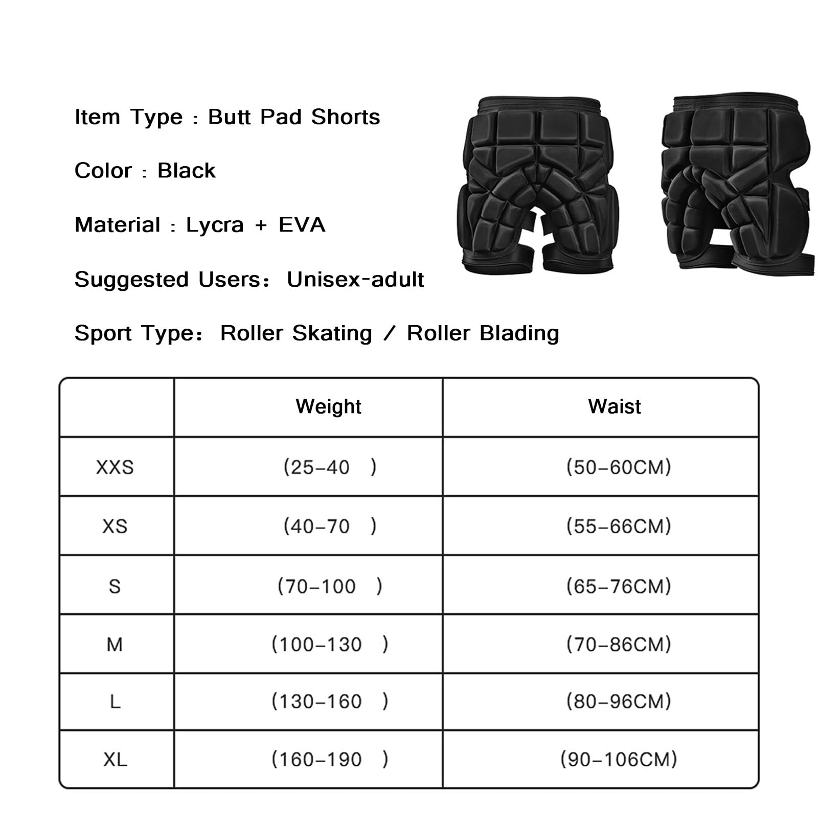 Protezione Spessa 3D Anca EVA Pantaloncini Imbottiti Scorrevole Pantaloni Protezione Gear Guard per Sci Snowboard Skateboard