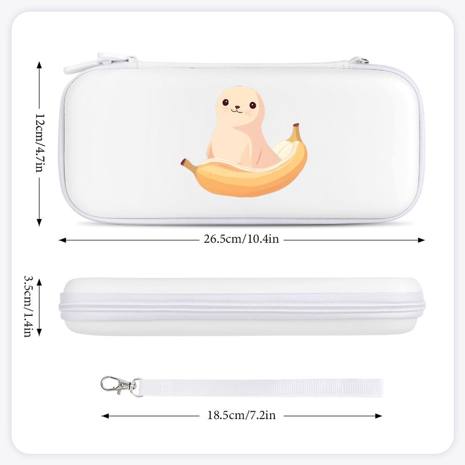 A Seal Sitting on Banana Compatible with Switch Carrying Case Hard Travel Game Bag Pouch with 15 Games Accessories White-style