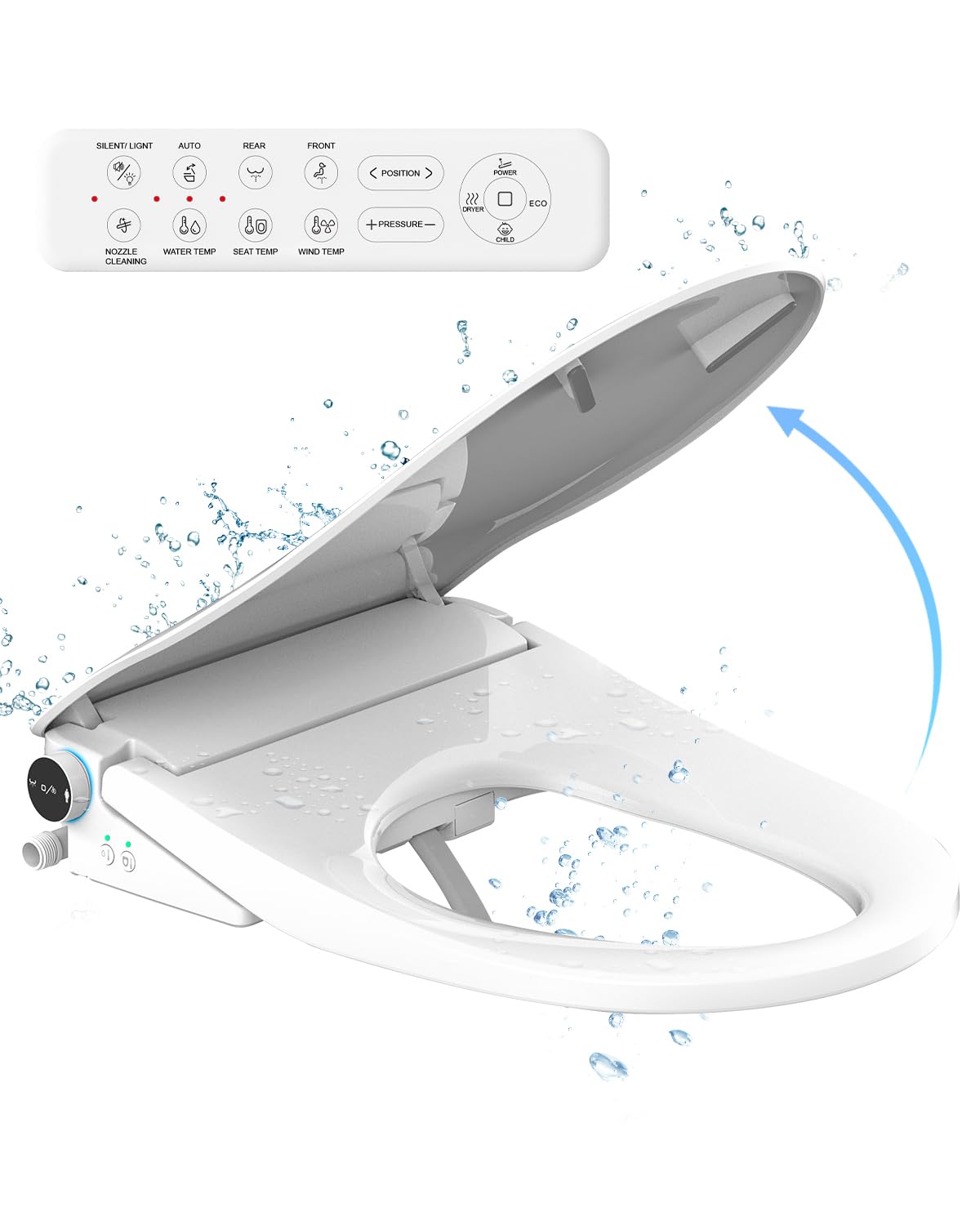 iliD Smart Max Bidet Toilet Seat Electric Elongated Ecoseat with Four Cleaning Modes Auto Open Close Wider Seat