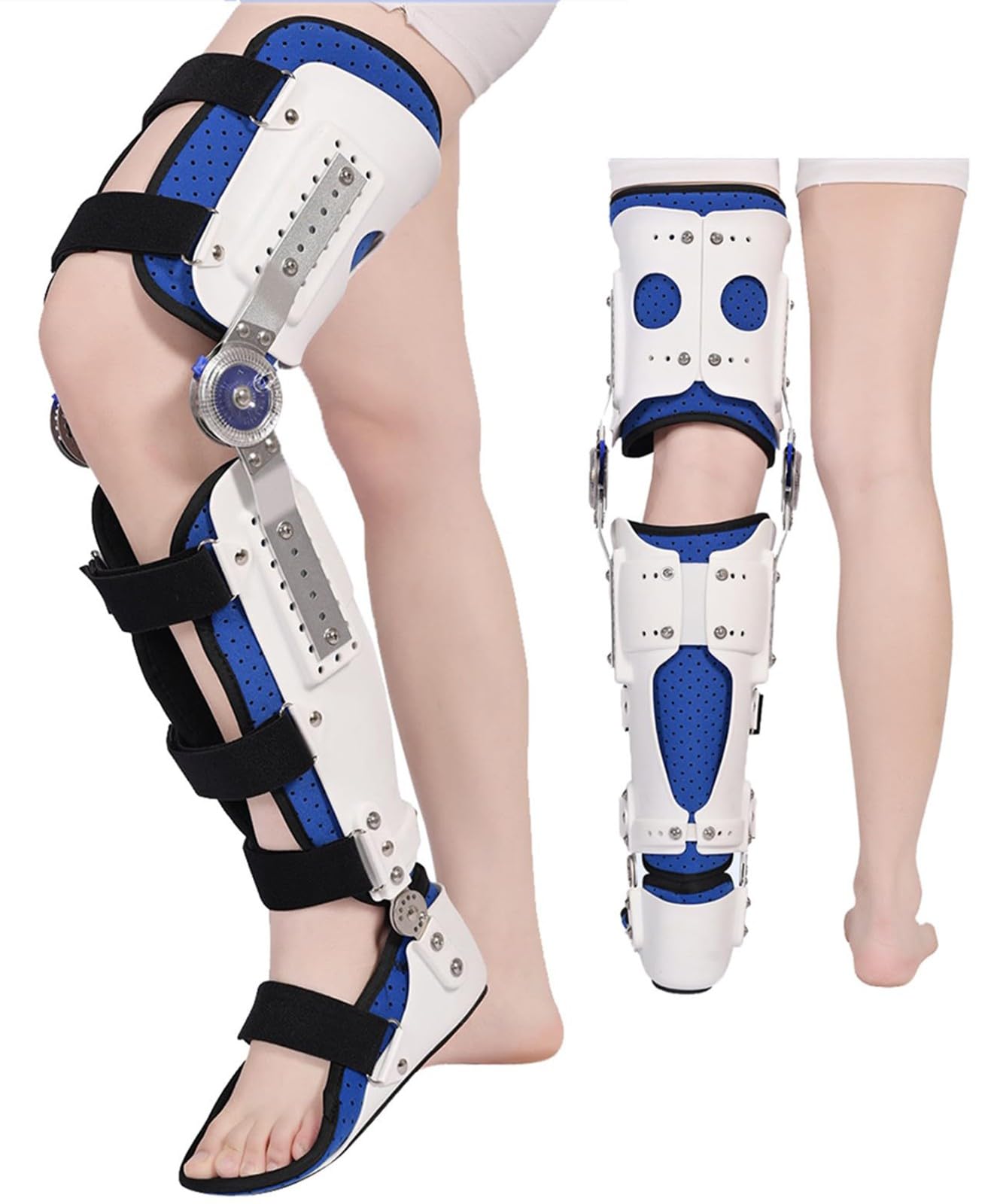 BLUEZY Ortesis De Rodilla Articulada, Rodilleras Plegables Soporte For Pies Soporte Ortopédico Ajustable Protección Después del Soporte De Rodilla para Pierna Rodillera Estabilizador Right,M