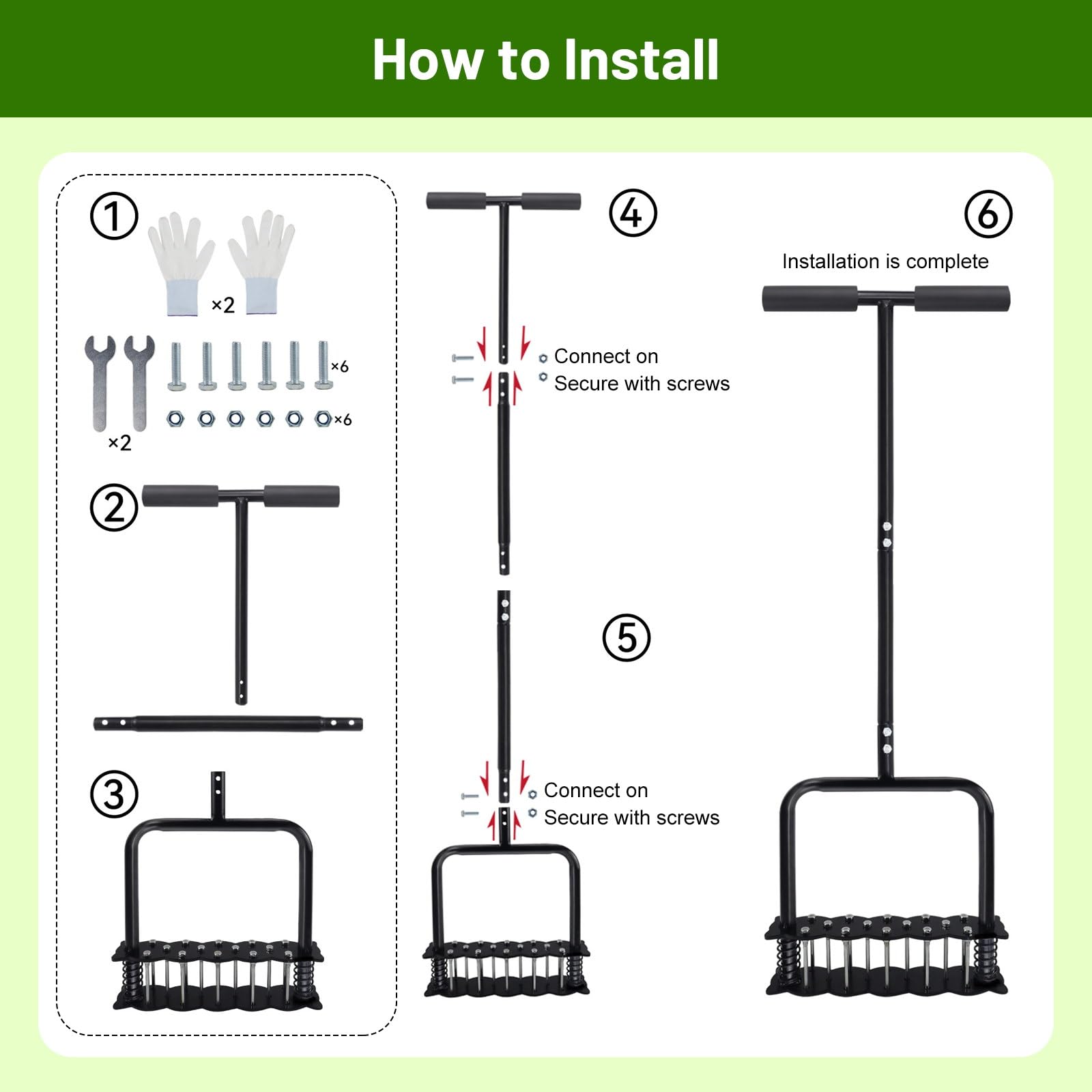 EPROICKS Aireador De Césped,Escarificador De Cesped,Escarificador Manual con 14 Púas, Capaz De Penetrar 6,8 Cm En El Suelo; Ideal para Jardines, Aireación De Césped y como Herramienta De Jardinería