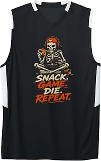 Snack Game Die Repeat - Halloween Skeleton Gaming Gamer Adult & Youth Basketball Jersey