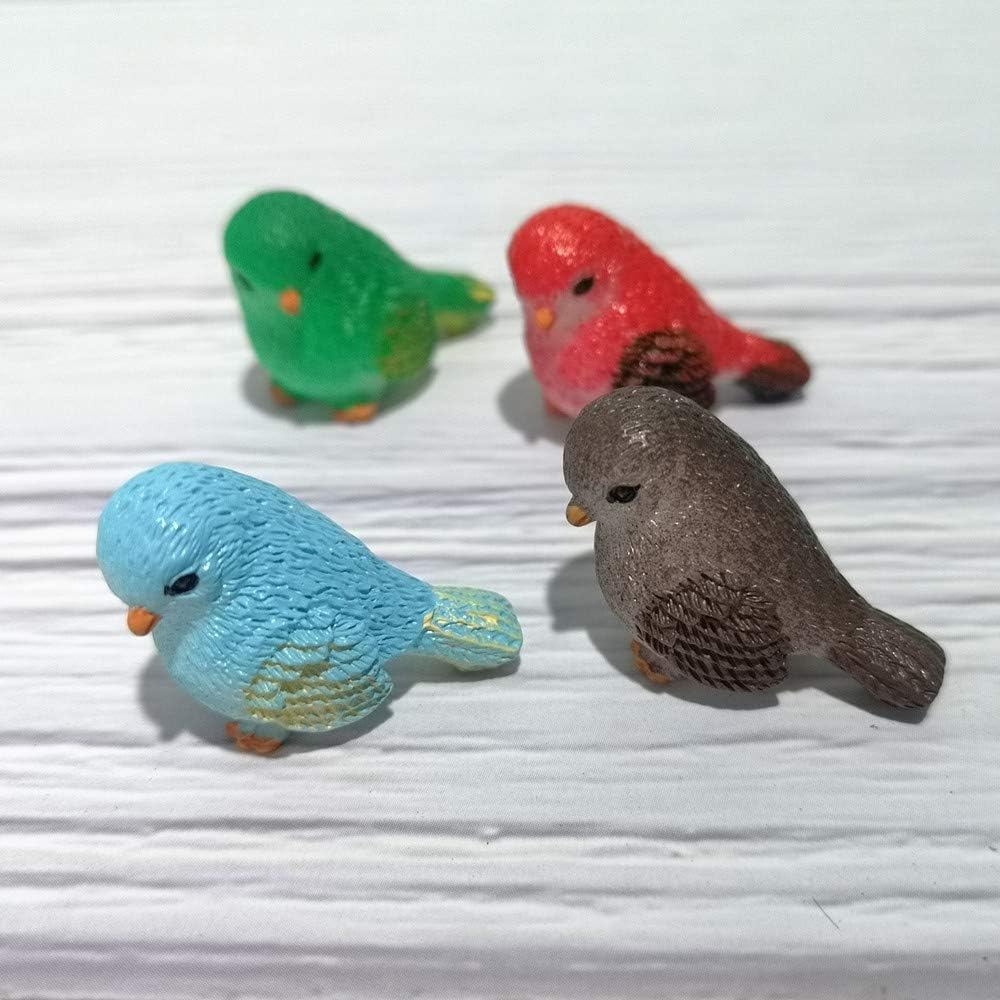 Opemg Multicolour 4 Pcs Mini Resin Birds, Miniature Bird Figurines, Fairy Garden Accessories And Supplies, Micro Landscape, Bonsai Craft Decor Garden Sculptures And Statues (4 Color B)