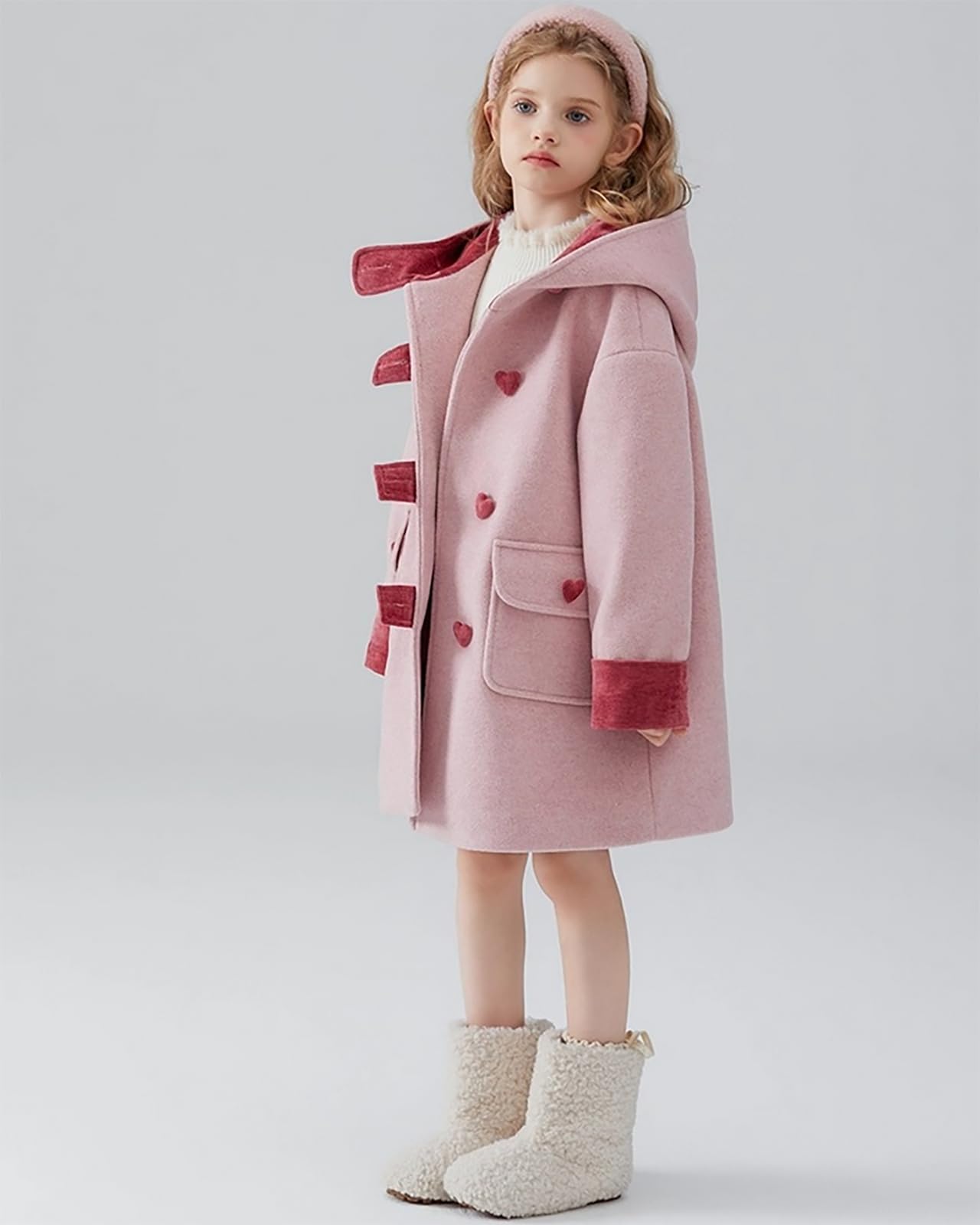 Cappotto per ragazza autunno inverno ispessimento trench-coat clip cotone cappotto con cappuccio