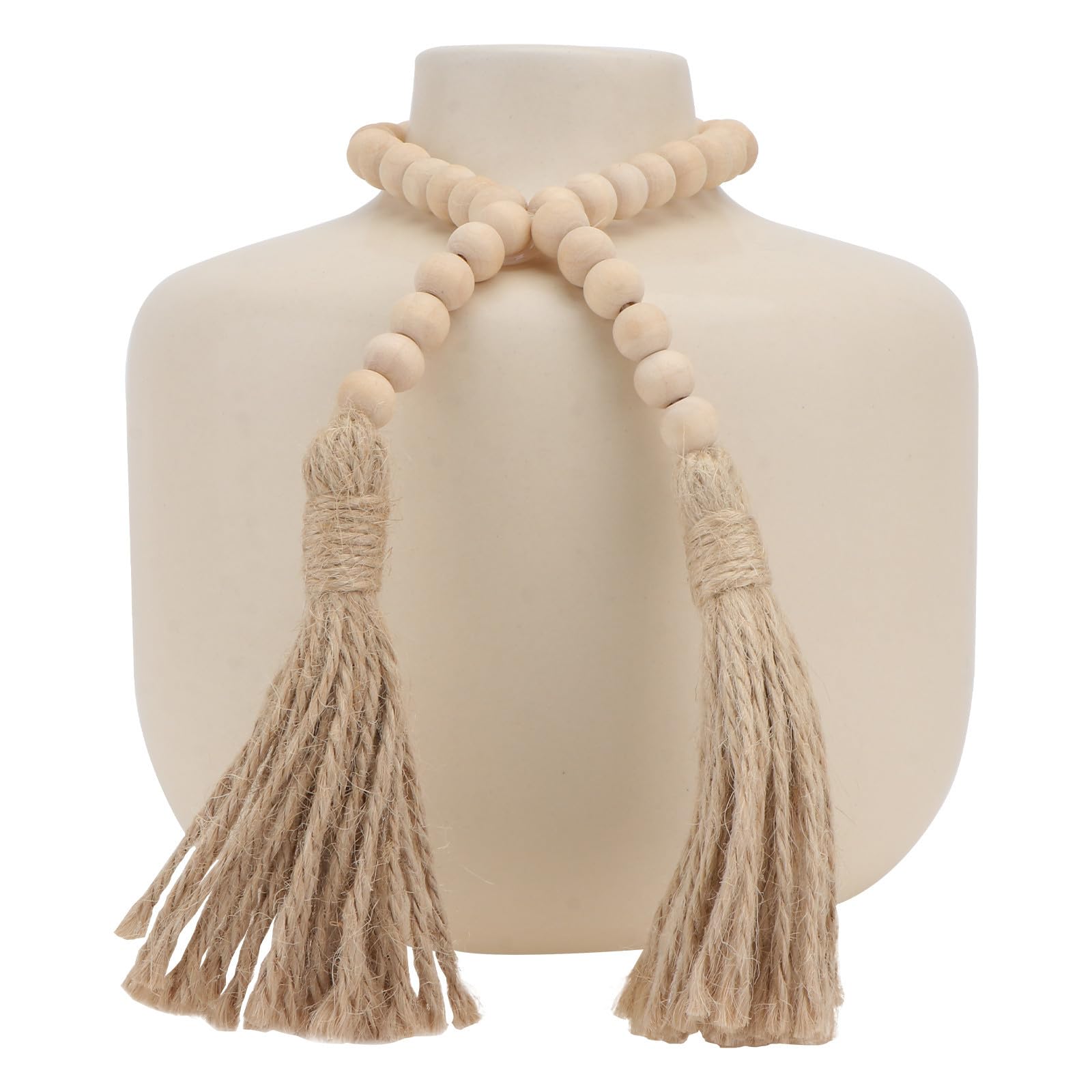 Vaso in Ceramica Stile Nordico Beige Perle di Legno