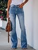 KUNMI Mujer Flare Bell Bottom Jeans Tiro Alto Pierna Ancha Bootcut Stretchy Denim Pantalones 2